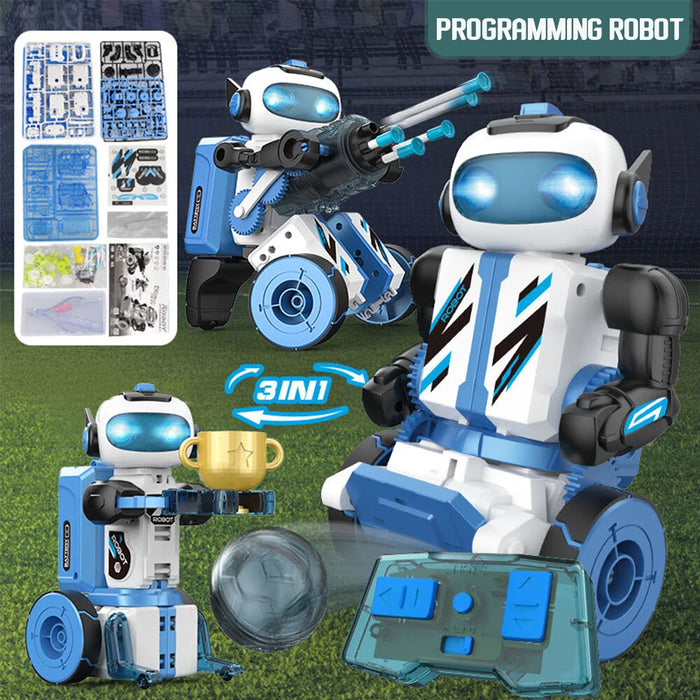 Multifunctional Programming DIY 3 IN 1 Self-assembling 2.4GHz RC Remote Control Robots-RC Toys China-blue-RC Toys China