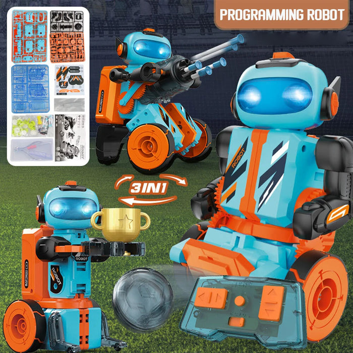 Multifunctional Programming DIY 3 IN 1 Self-assembling 2.4GHz RC Remote Control Robots-RC Toys China-orange-RC Toys China