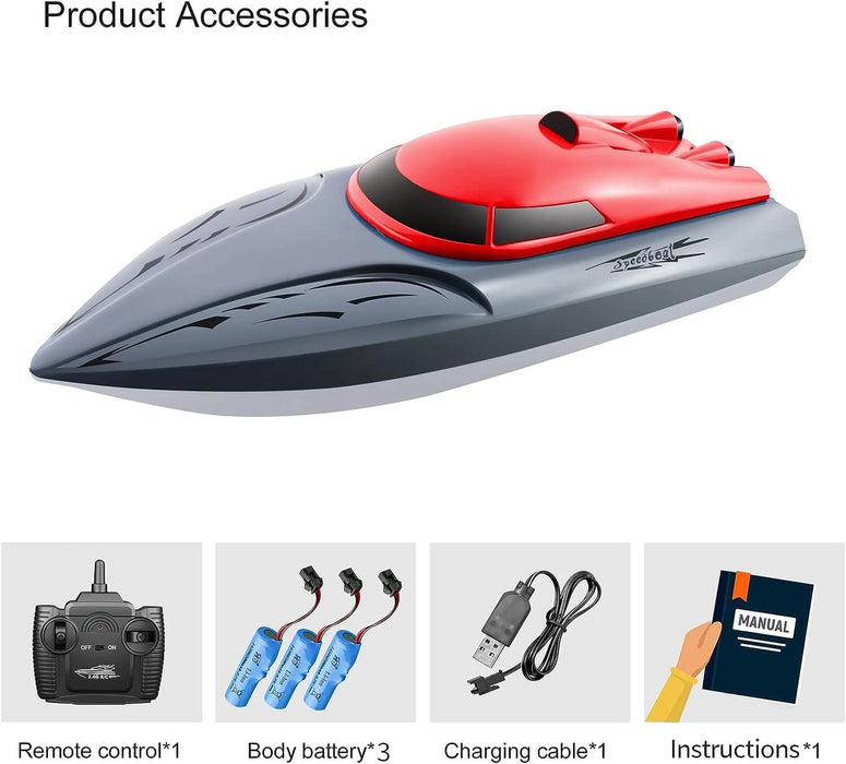YLR/C 806 High-speed Yacht RC Boats 2.4G Upgraded Version Summer Toys (US Stock)-RC Toys China-red with 3 batteries-RC Toys China