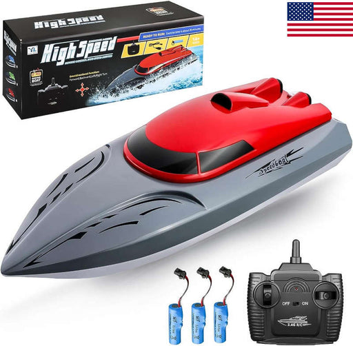 YLR/C 806 High-speed Yacht RC Boats 2.4G Upgraded Version Summer Toys (US Stock)-RC Toys China-red with 3 batteries-RC Toys China