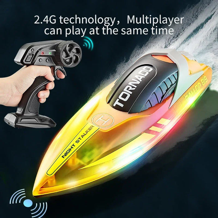2.4G Remote Controlled High Speed Speedboard LED Light Boat Self-Righting Rechargeable Waterproof Toy Boat