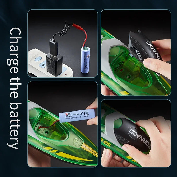 2.4G Remote Controlled High Speed Speedboard LED Light Boat Self-Righting Rechargeable Waterproof Toy Boat