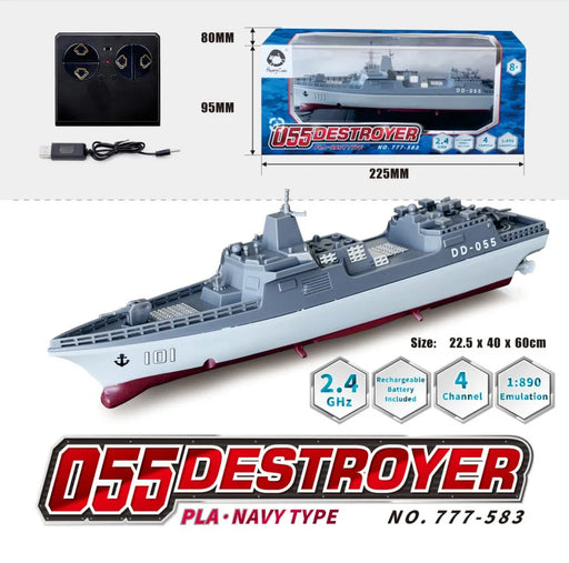 Mini 2.4G Remote-controlled Boat Electric Military Aviation Model High-speed Remote-controlled Destroyer Toy Boat