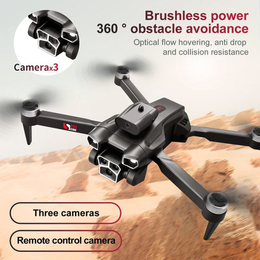 S151 Brushless Remote Control UAV Electric Adjustment Three Camera Optical Flow Hover 360° Obstacle Avoidance Four-axis Drone-RC Toys China-RC Toys China