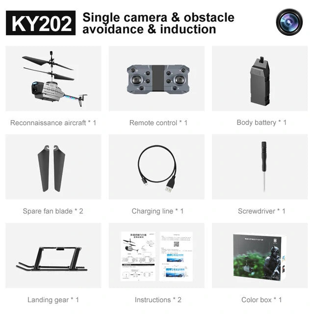 KY202 Black Bee 4CH 6-Axis 4K Dual Camera Air Gesture Obstacle Avoidance Intelligent Hover RC Helicopter RTF - Yellow No camera-rc helicopter-RC Toys China-Gray-4K Single Camera-RC Toys China