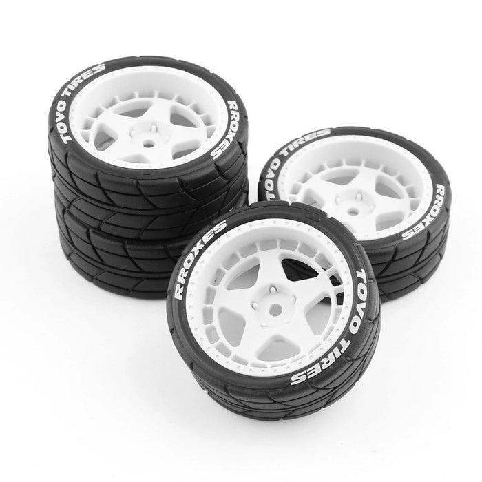4PCS Drift Rally RC Tires Wheels 12mm Hex for Wltoys HPI KYOSHO TAMIYA TT02 XV0 1/10 Car-RC Toys China-white-RC Toys China