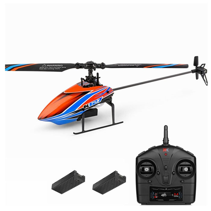 XK K127 4CH 6-Axis Gyro Altitude Hold Flybarless RC Helicopter RTF-RC Toys China-with 2 Batteries-RC Toys China