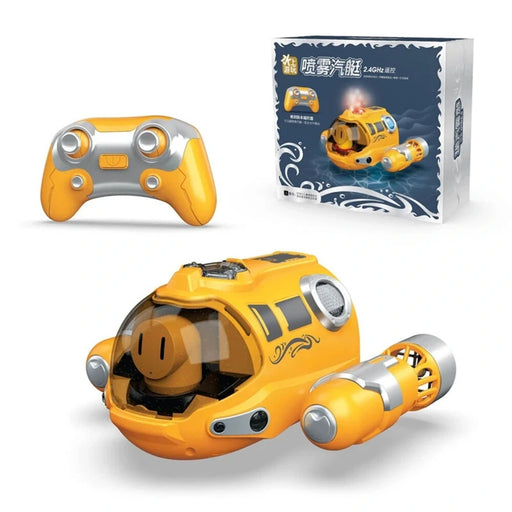 2.4G Mini RC Boat Submarine Spray Light Waterproof Rechargeable Electric Remote Control Speedboat Gifts Water Toys Children-RC Toys China-yellow-RC Toys China