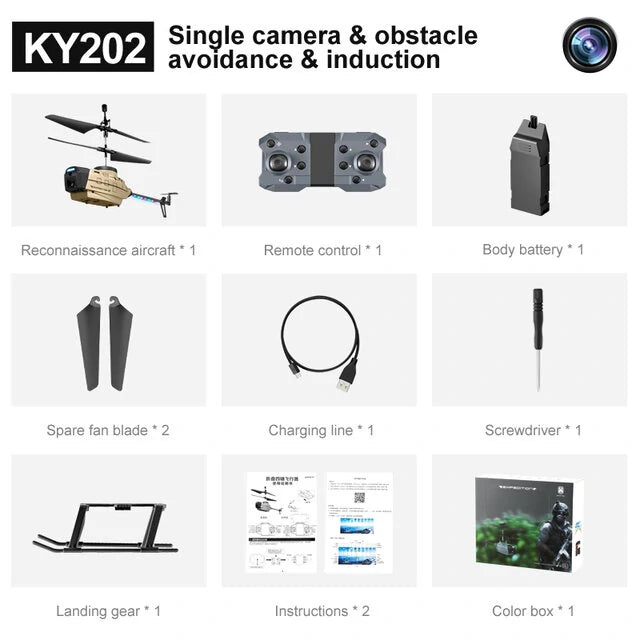 KY202 Black Bee 4CH 6-Axis 4K Dual Camera Air Gesture Obstacle Avoidance Intelligent Hover RC Helicopter RTF - Yellow No camera-rc helicopter-RC Toys China-Yellow-4K Single Camera-RC Toys China
