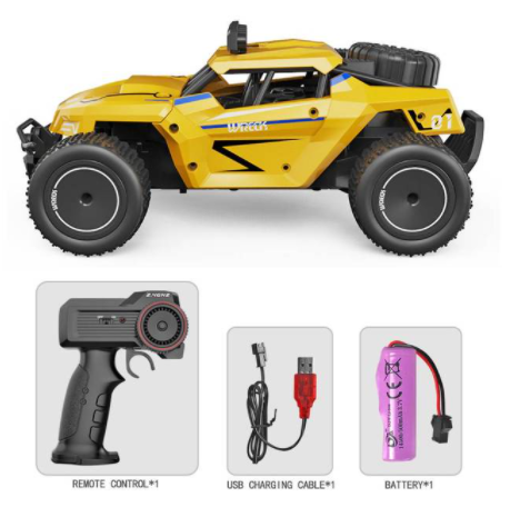 1:20 2.4G RC Car 4WD 15km/h High Speed Off-Road Drift LED Light Remote Control Vehicle RTR Electric Model Toy for Kids K20-1-玩具-RC Toys China-Yellow 1 battery-RC Toys China