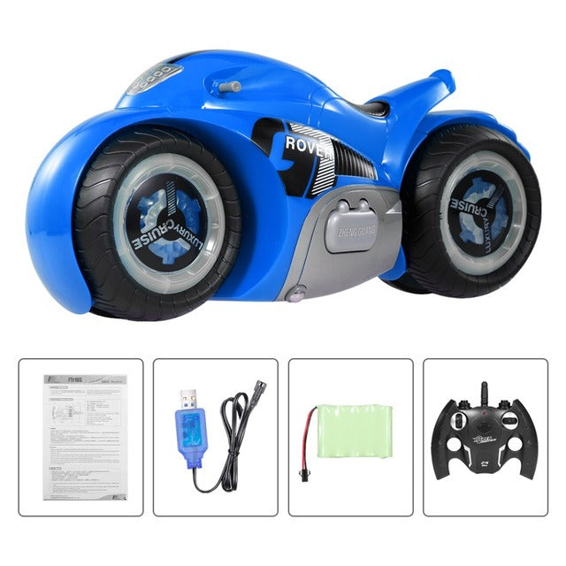 RC Motorcycle 2.4G RC Stunt Drift Car 1/12 Huge Transformable Motorcycle 180 Degree Flick Music Remote Control Drift Motorcycle-RC Toys China-blue-RC Toys China