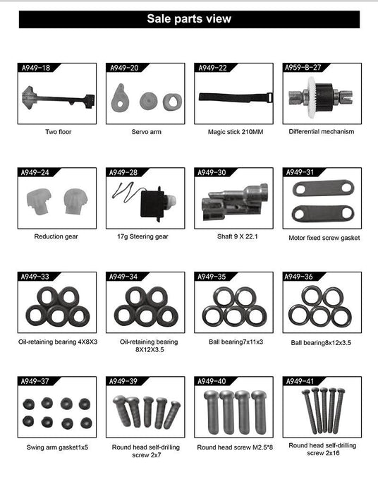 WLtoys 1:18 RC Car Spare Parts for A959-B High-Speed Original Accessories A949-33 To A959-B-25-rc accessory-ZHENDUO-RC Toys China