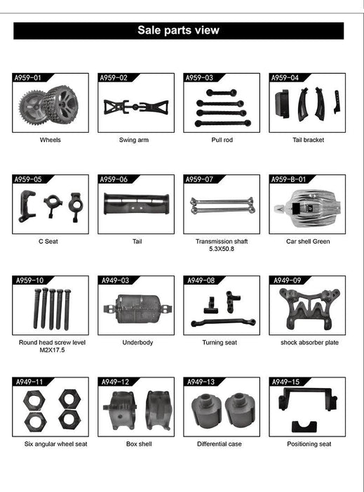 WLtoys 1:18 RC Car Spare Parts for A959-B High-Speed Original Accessories A949-33 To A959-B-25-rc accessory-ZHENDUO-RC Toys China