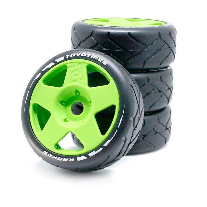 4PCS Rally Drift On-Road Tires Wheels 12mm Hex for 1/10 HPI KYOSHO TAMIYA TT02 Wltoys 144001 144010 124017 124018 124019-RC Toys China-green-RC Toys China