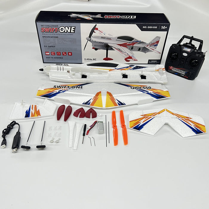 QIDI-550 SWIFT-ONE Sky Challenger 505mm Wingspan 2.4GHz 6CH 6-axis Gyro 3D/6G Switchable One Key Hanging 3D Stunts EPP RC Airplane Glider RTF Compatible S-BUS DSM Signal-RC Toys China-orange-RC Toys China