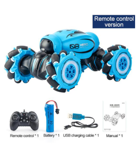 1:16 4WD RC Car Radio Gesture Induction Music Light Twist High Speed Stunt Remote Control off Road Drift Vehicle Car Model D876-玩具-RC Toys China-BLUE 1 Remote-RC Toys China