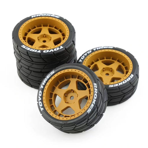 4PCS Drift Rally RC Tires Wheels 12mm Hex for Wltoys HPI KYOSHO TAMIYA TT02 XV0 1/10 Car-RC Toys China-yellow-RC Toys China