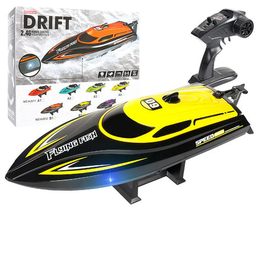 HXJRC HJ812 2.4G 4CH RC Boat High Speed LED Light Speedboat Waterproof 25km/h Electric Racing-RC Toys China-yellow-RC Toys China