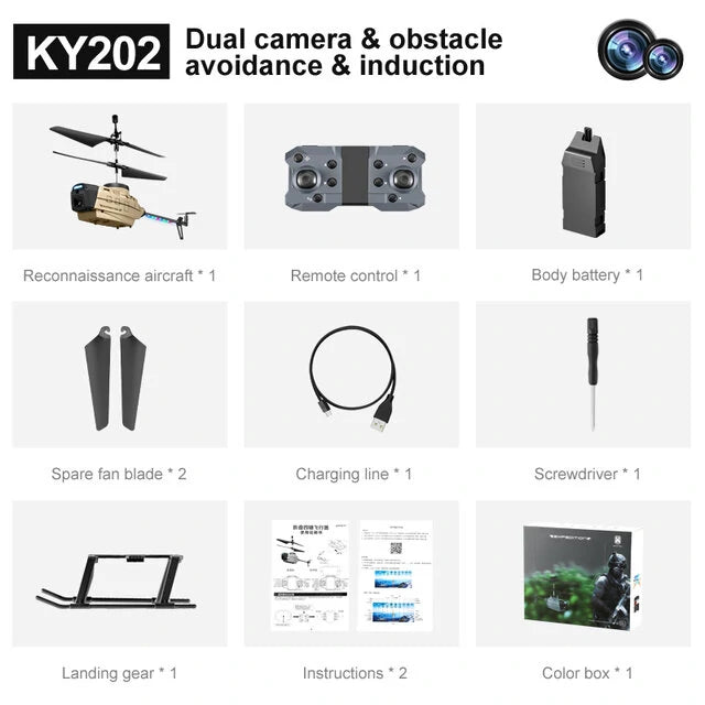 KY202 Black Bee 4CH 6-Axis 4K Dual Camera Air Gesture Obstacle Avoidance Intelligent Hover RC Helicopter RTF - Yellow No camera-rc helicopter-RC Toys China-Yellow-4K Dual Camera-RC Toys China