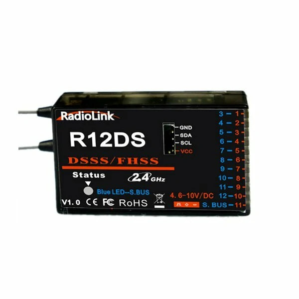 Radiolink AT10II 12CH RC Transmitter and Receiver R12DS 2.4GHz DSSS&FHSS Spread Radio Remote Controller for RC Drone/Fixed Wing/Multicopters/Helicopter-transmitter-RC Toys China-Left Hand Throttle-RC Toys China